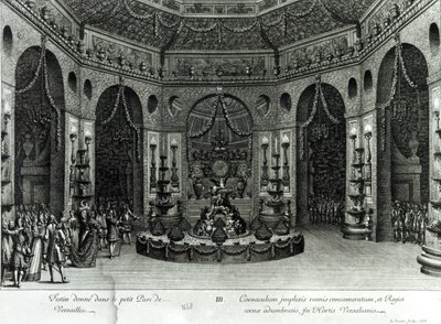 Feest gegeven in de kleine tuinen in Versailles door Jean Lepautre